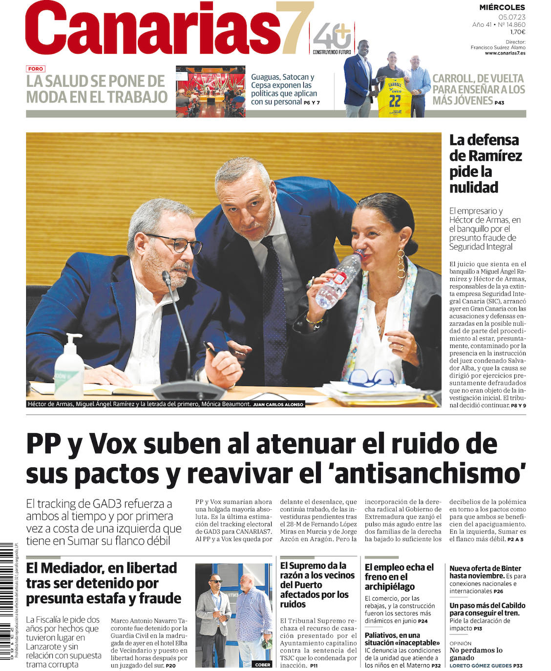 Vea La Portada De Canarias De Este Mi Rcoles De Julio Canarias