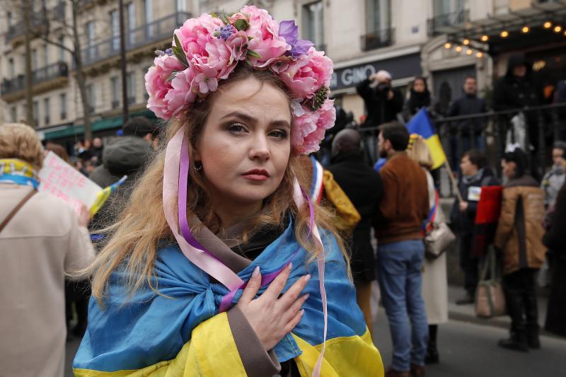 Una de las cientos de manifestaciones a favor de Ucrania celebradas este fin de semana en Europa.