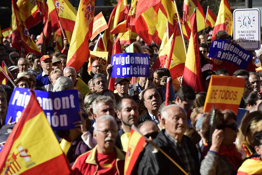 Miles de personas se congregan en la plaza de Colón por la unidad de España.