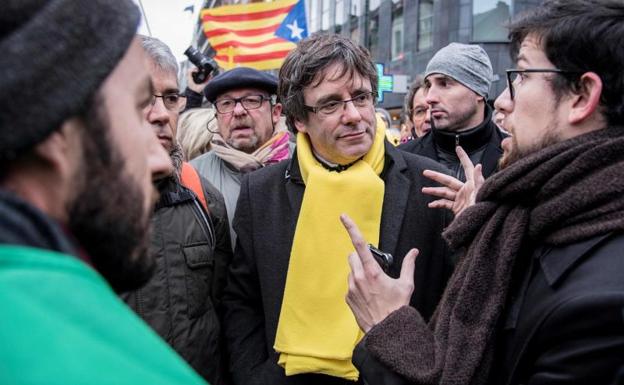 Puigdemont en la manifestación independentista en Bruselas.