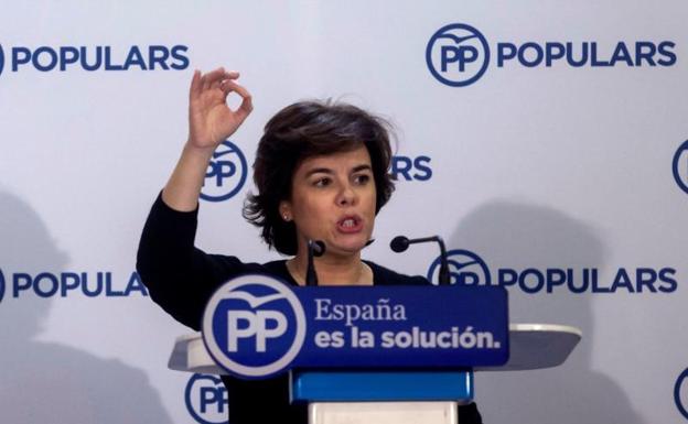 Soraya Sáenz de Santamaría, hoy en Gerona.