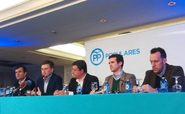 Pablo Casado, en la rueda de prensa previa a la celebración de la Junta Directiva del PP en Ávila.