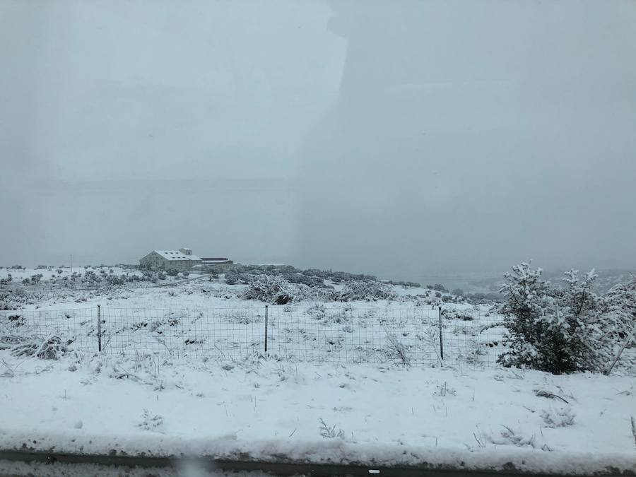 La nieve ha sorprendido de madrugada en la provincia de Salamanca, donde hay dificultades de tráfico por el elemento blanco que cubre las carreteras.