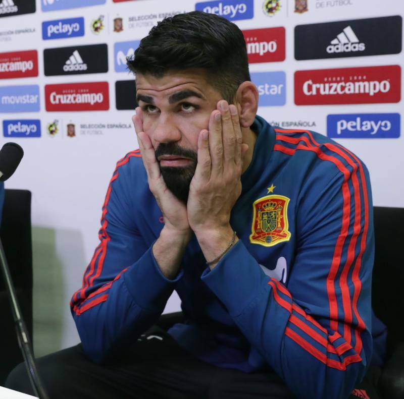 Diego Costa, durante su comparecencia del miércoles en La Ciudad del Fútbol de Las Rozas. 