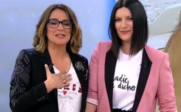 Laura Pausini (dcha.) junto a Toñi Moreno en 'viva la vida'. 