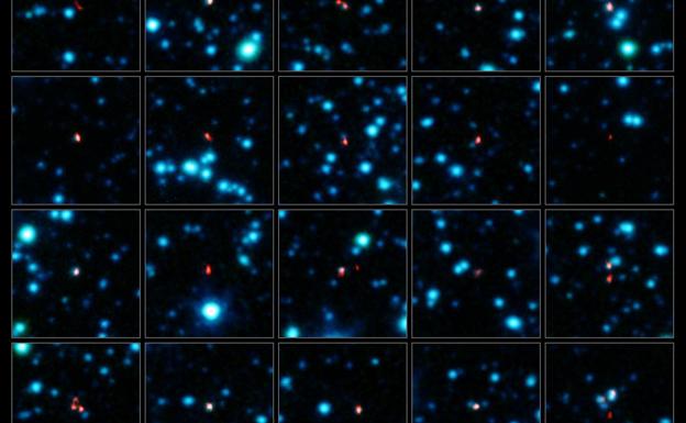 Imagen del Observatorio Europeo Austral que muestra 100 de las galaxias con mayor formación estelar del universo temprano.