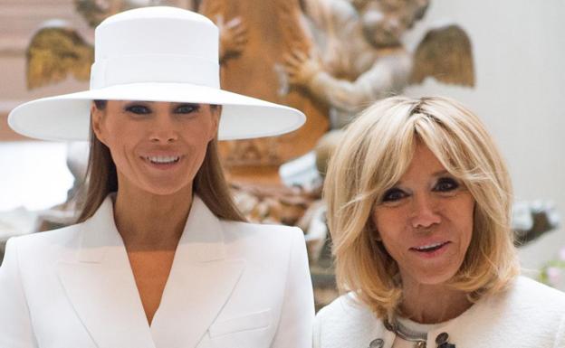 Brigitte Macron junto a Melania Trump. 