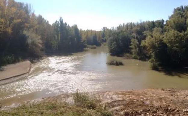 Aspecto del Duero en Fresnillo de las Dueñas, una vez demolido el antiguo aprovechamiento hidroeléctrico