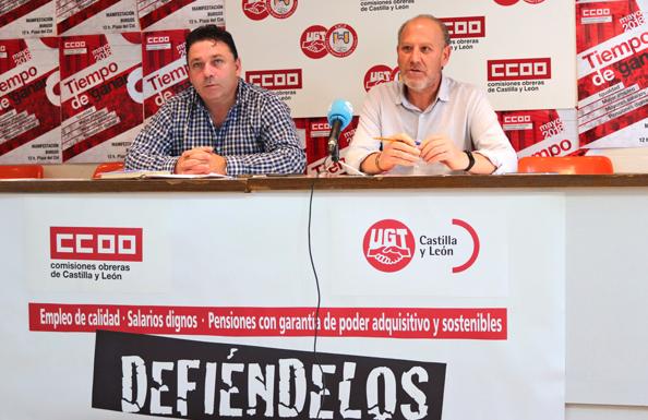 El secretario provincial de UGT, Pablo Dionisio Fraile, y el de CCOO, Ángel Citores