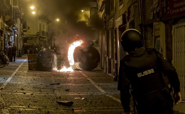 Incidentes en el centro de Pamplona en marzo de 2017.