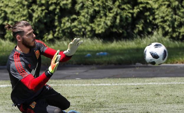 De Gea durante un entrenamiento