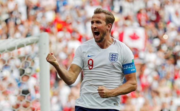 Kane celebra uno de sus goles en el Mundial.