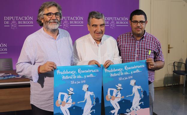 De izquierda a derecha, el teniente de alcalde de Pradoluengo, Antonio Sáez; el regidor pradoluenguino, Antonio Miguel Araúzo, y el diputado Javier Lezcano.