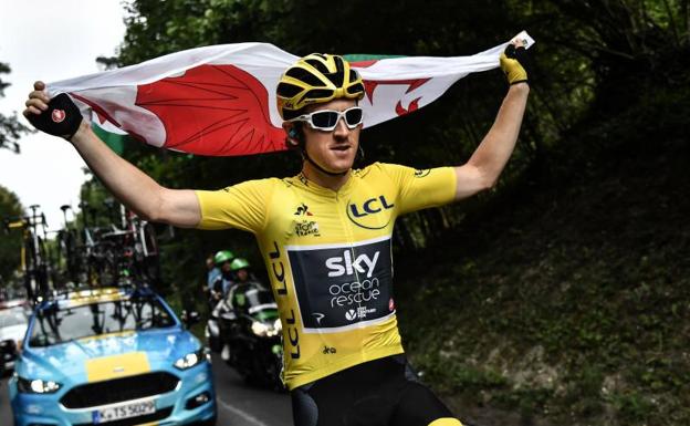 Geraint Thomas, durante la última etapa del Tour. 