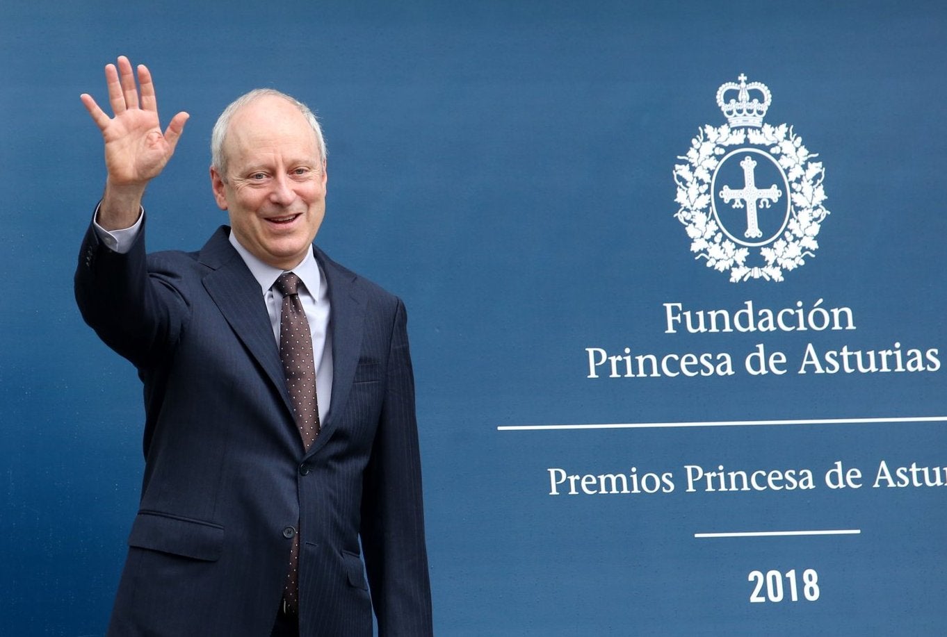 Michael J. Sandel, a su llegada al Hotel de la Reconquista, en Oviedo. 