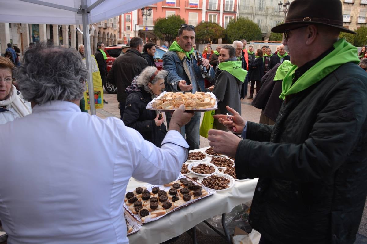 Alrededor de 150 personas se han vuelto a concentrar hoy en la Plaza Mayor de Burgos para exigir al Ministerio de Fomento la reapertura de la línea