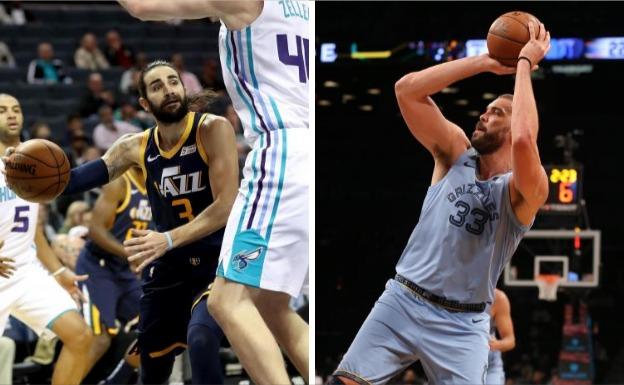 Ricky Rubio (izquierda) y Marc Gasol (derecha).