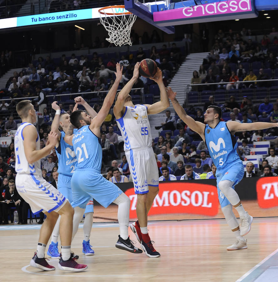 Un resumen en imágenes del partido que ha enfrentado hoy al Movistar Estudiantes y el San Pablo Burgos en el Wizink Center de Madrid.