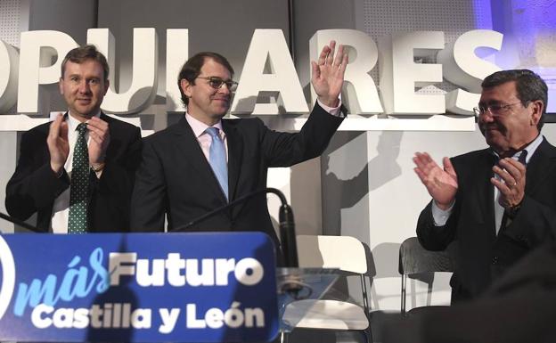 Fernández Mañueco con Lacalle y Rico en uno de sus últimos actos en Burgos