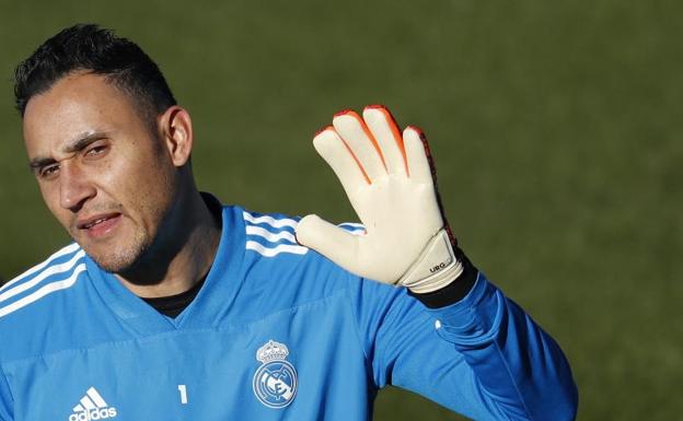 Keylor Navas, durante un entrenamiento con el Real Madrid. 