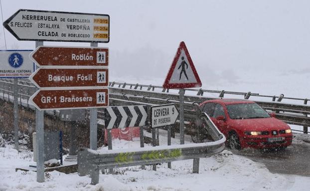 Nevada en Vañes, en la zona norte de la provincia de Palencia. 