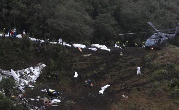 Lugar del accidente del Chapecoense brasileño en 2016.