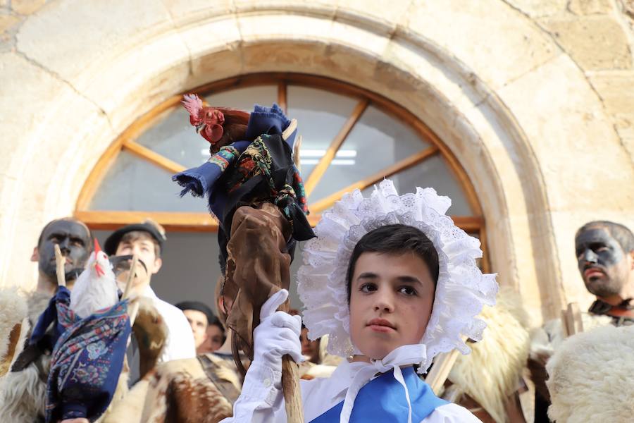 La localidad burgalesa representa su fiesta pagana, recuperada tras la dictadura, en la que los mozos intentan robar el ave al rey, simbolizado en un niño, y protegido por el zarramaco