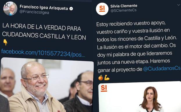 Dos tuits recientes de Francisco Igea y Silvia Clemente