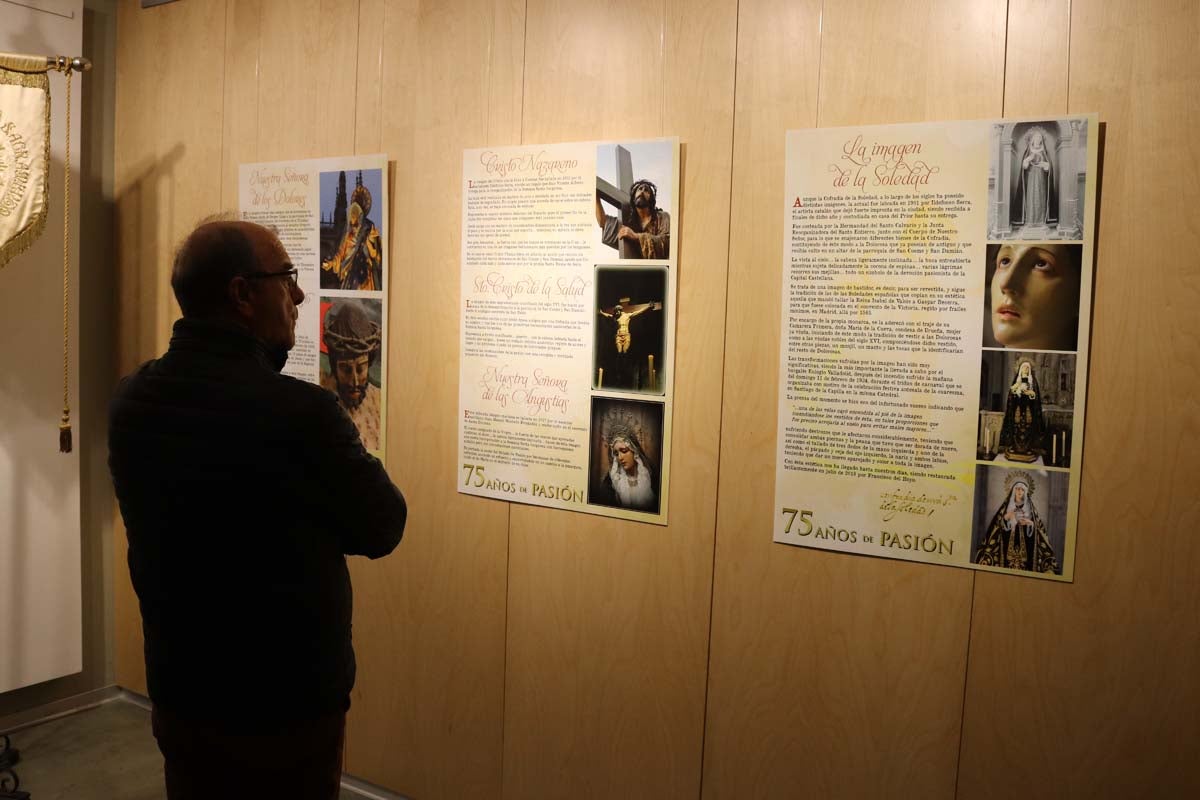 La Sala del Consulado del Mar acoge hasta el 24 de marzo una exposición conmemorativa del 75 aniversario de la refundación de las tres cofradías pasionistas de la ciudad de Burgos, la Hermandad de Nuestra Señora de la Soledad y Santiago, la Real Hermandad de la Sangre del Cristo de Burgos y Nuestra Señora de los Dolores y la Ilustre Archicofradía del Santísimo Sacramento y Jesús con la Cruz a Cuestas,