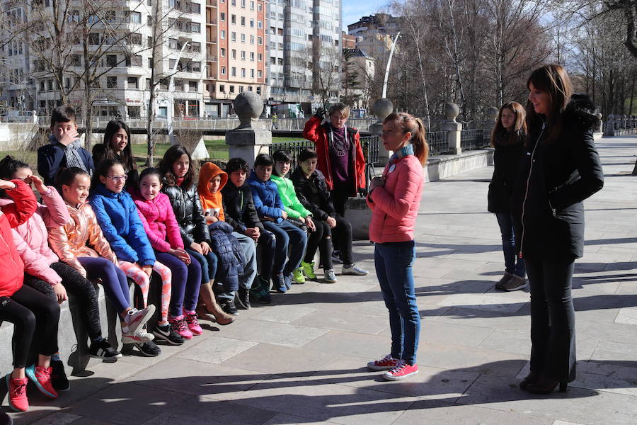 Fotos: Alumnos del colegio Río Arlanzón comienzan a pintar un mural en el río con la Niña Vero