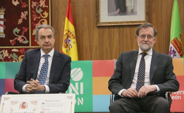 Rodríguez Zapatero y Mariano Rajoy, protagonizan un coloquio en la Universidad de León. 
