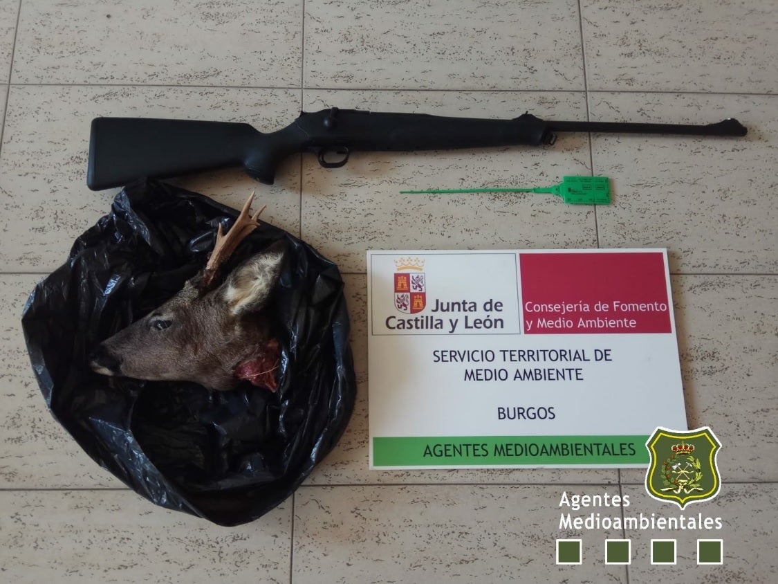 Los agentes medioambientales requisaron el rifle al cazador. 