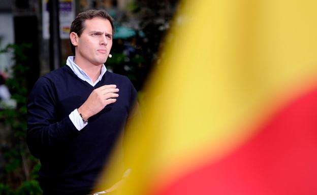 Albert Rivera, durante su participación en un acto en Rentería el domingo. 