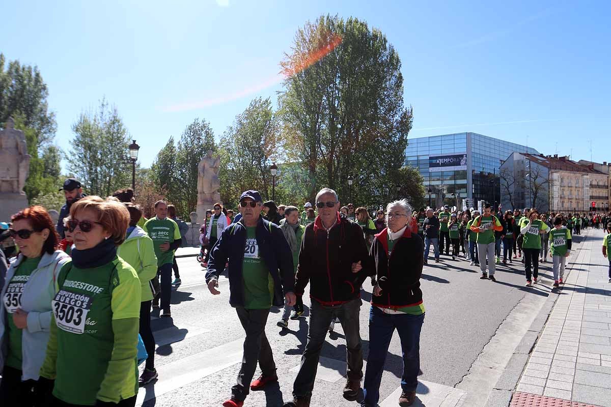 Miles de burgaleses participan en la I Marcha Contra el Cáncer de Burgos, que agota los dorsales