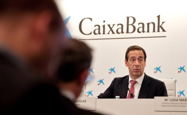 El consejero delegado de CaixaBank, Gonzálo Gortázar, en la última presentación de resultados. 