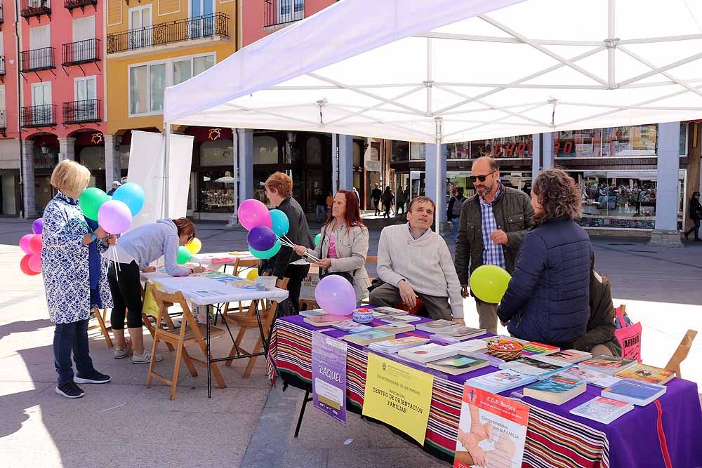 La Plaza Mayor de Burgos se ha llenado de familias en una jornada festiva, con juegos infantiles, actuaciones musicales, teatro y la presencia de asociaciones del ámbito familiar burgalés