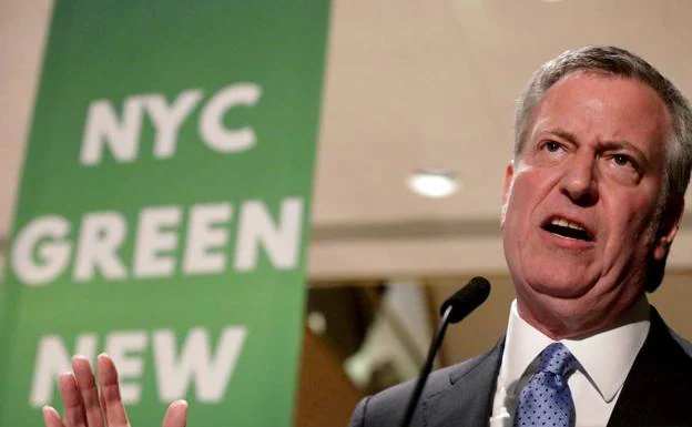 El alcalde de Nueva York, Bill de Blasio, en un acto contra la contaminación en la ciudad.