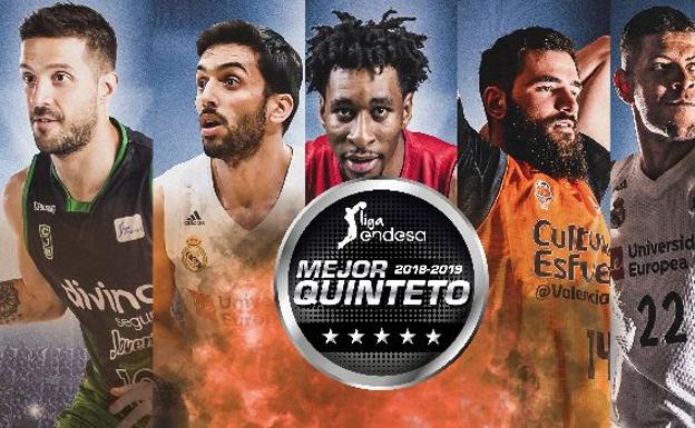 Los integrantes del mejor quinteto de la temporada. 