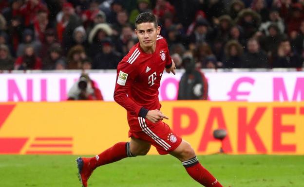 James Rodríguez, con la camiseta del Bayern de Múnich. 