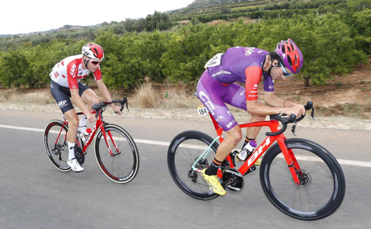 Jorge Cubero, en la escapada junto a Wallays del Lotto Soudal. 