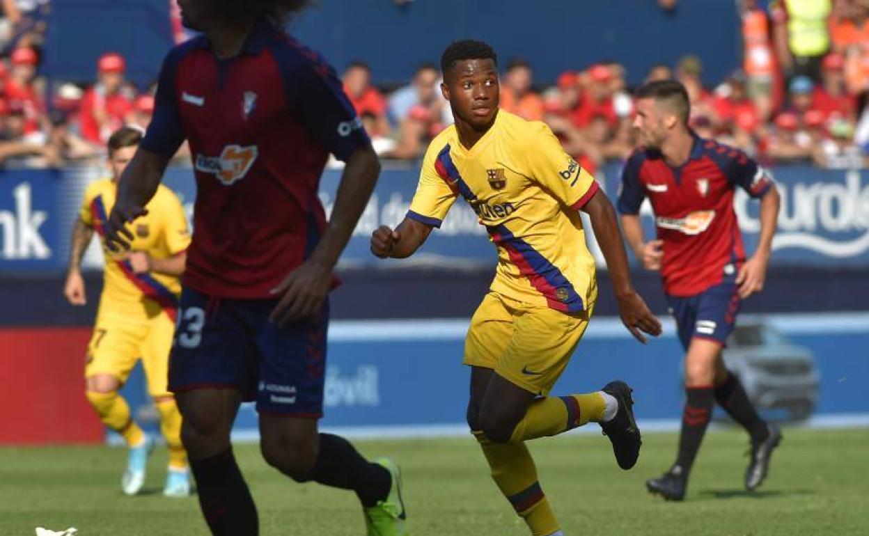 Ansu Fati, en un momento del partido entre el Osasuna y el Barcelona.