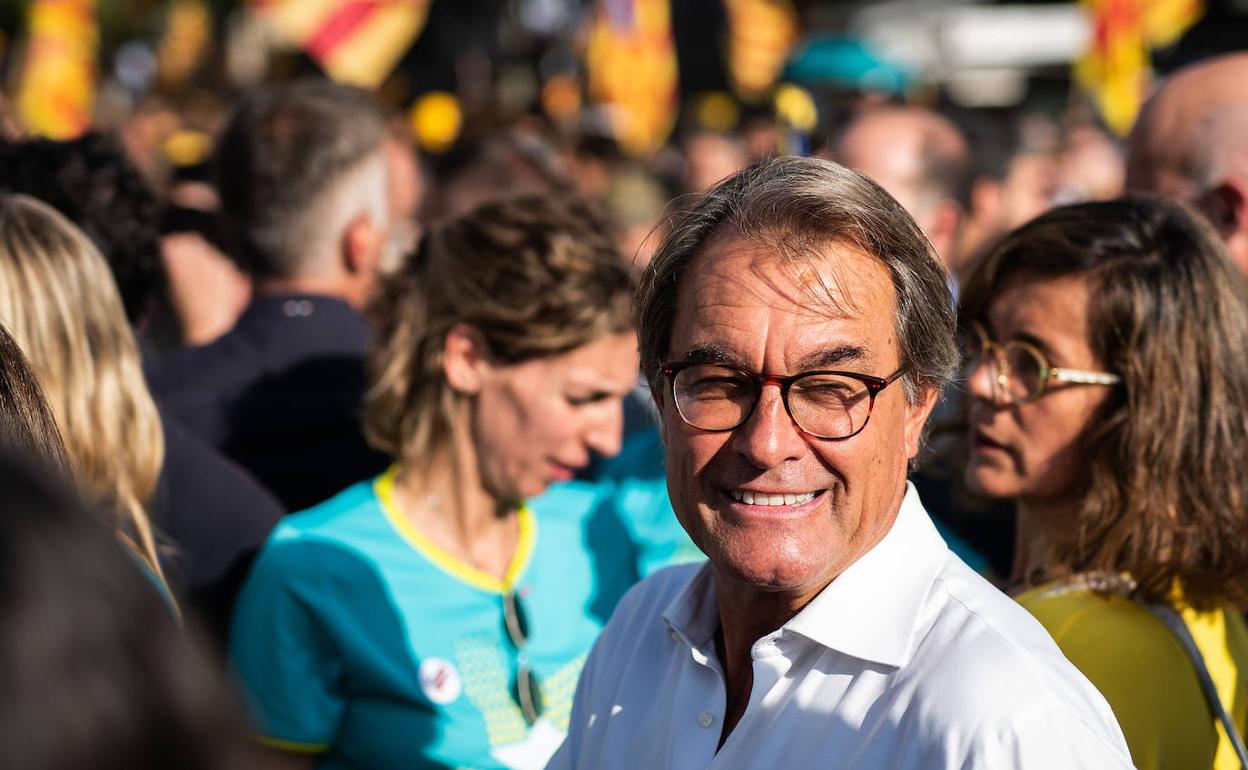 Artur Mas, el miércoles durante la manifestación de la Diada, en Barcelona.