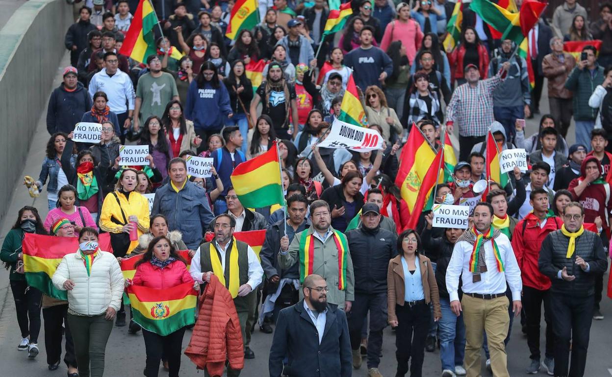 Manifestación contra Evo Morales en La Paz. 