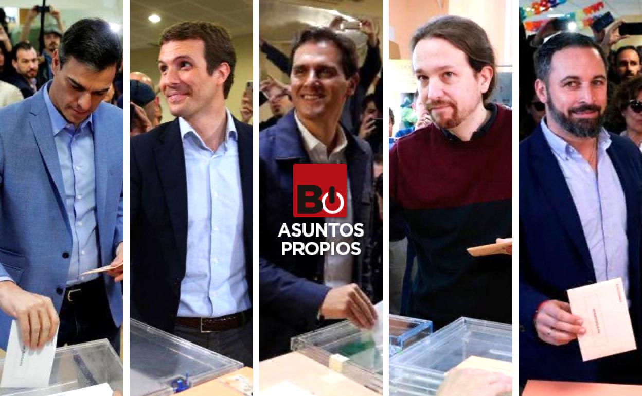 Los principales candidatos a la Presidencia del Gobierno votando el 28-A. 
