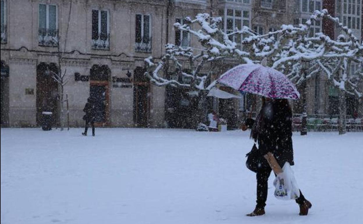 Imagen de una nevada en Burgos. 