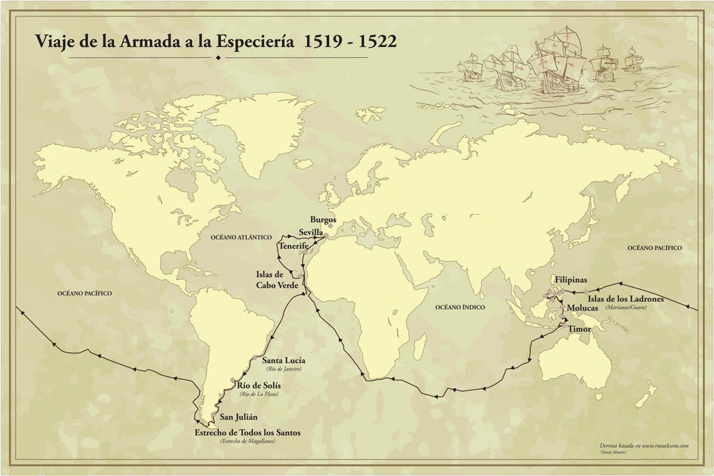 Mapa que recoge el terreno conocido antes de la expedición