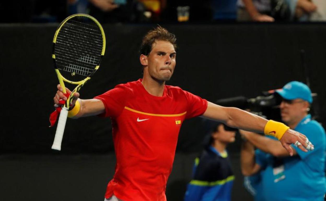 Rafa Nadal, tras ganar a Basilashvili y poner el 2-0 en la eliminatoria. 