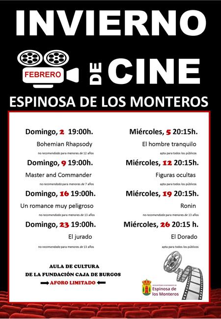 Cartel con las películas programadas. 