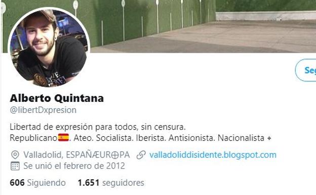 Pantallazo del perfil de Twitter del condenado. 