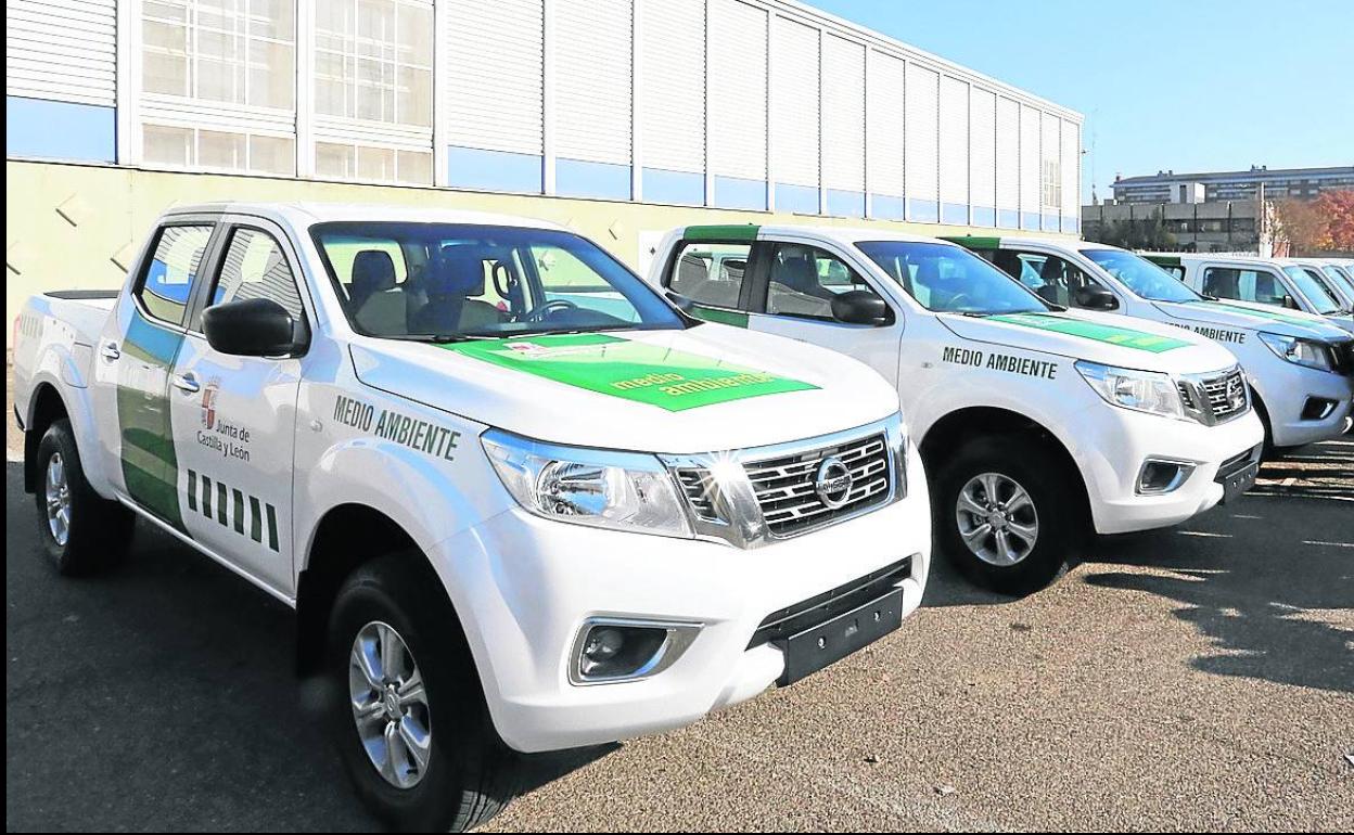 Vehículos de la nueva flota de la Guardería Forestal, que sustituyeron a los antiguos 'jeeps'.